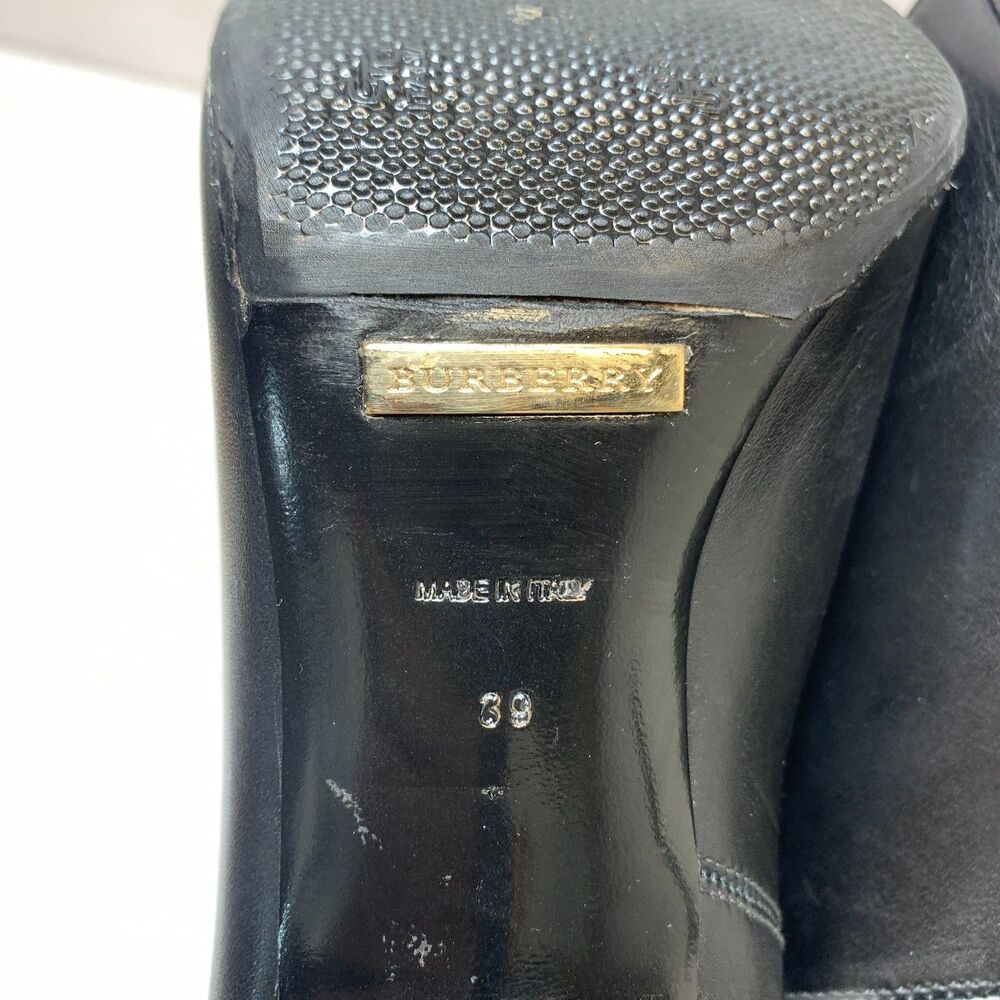 Burberry Ankle Boots Women's Size 8.5 Black Leather Peep Toe Stiletto Heels - Picture 11 of 13